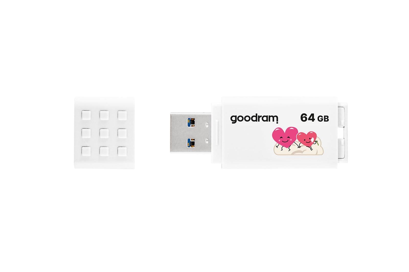 GOODRAM 64GB USB 3.2 GEN 1 60MB/s Okuma ile 20MB/s yazma hızlı beyaz usb bellek UME3-0640W0R11-V