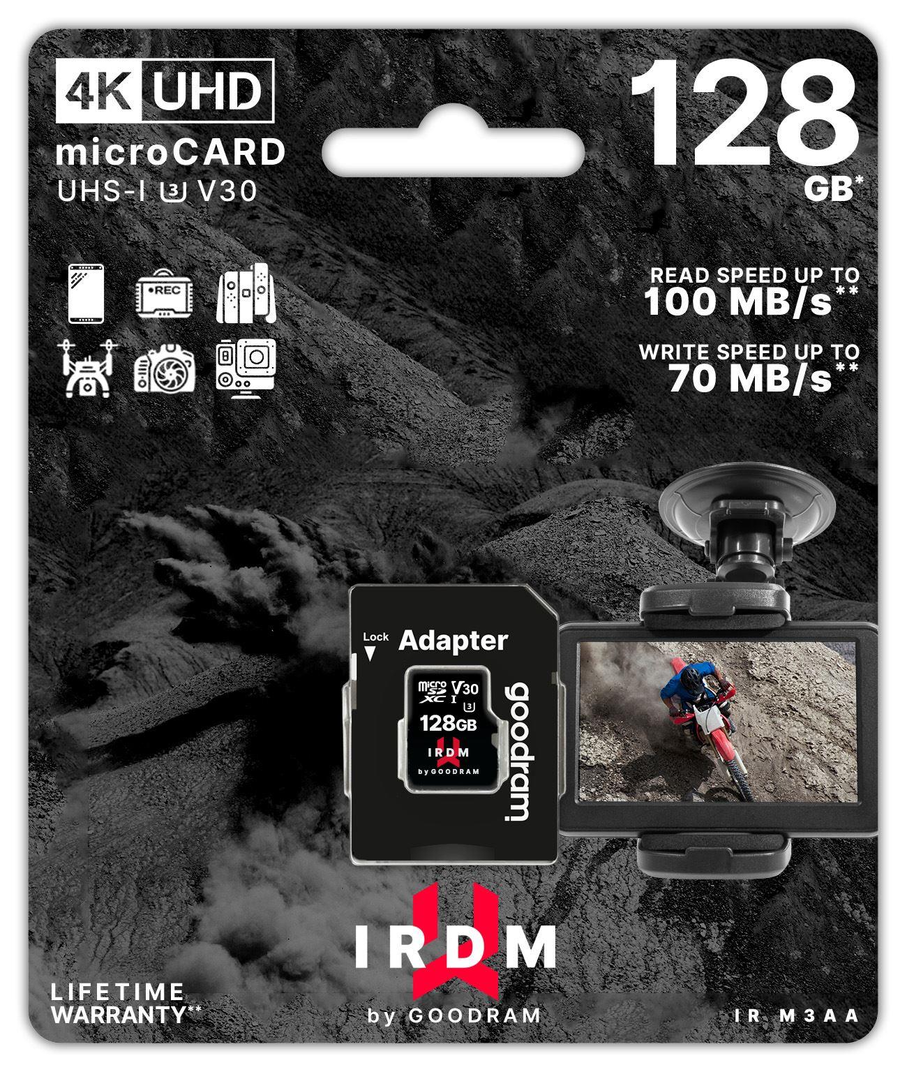 IRDM 128GB MICRO CARD UHS I U3 + adapter IR-M3AA-1280R12