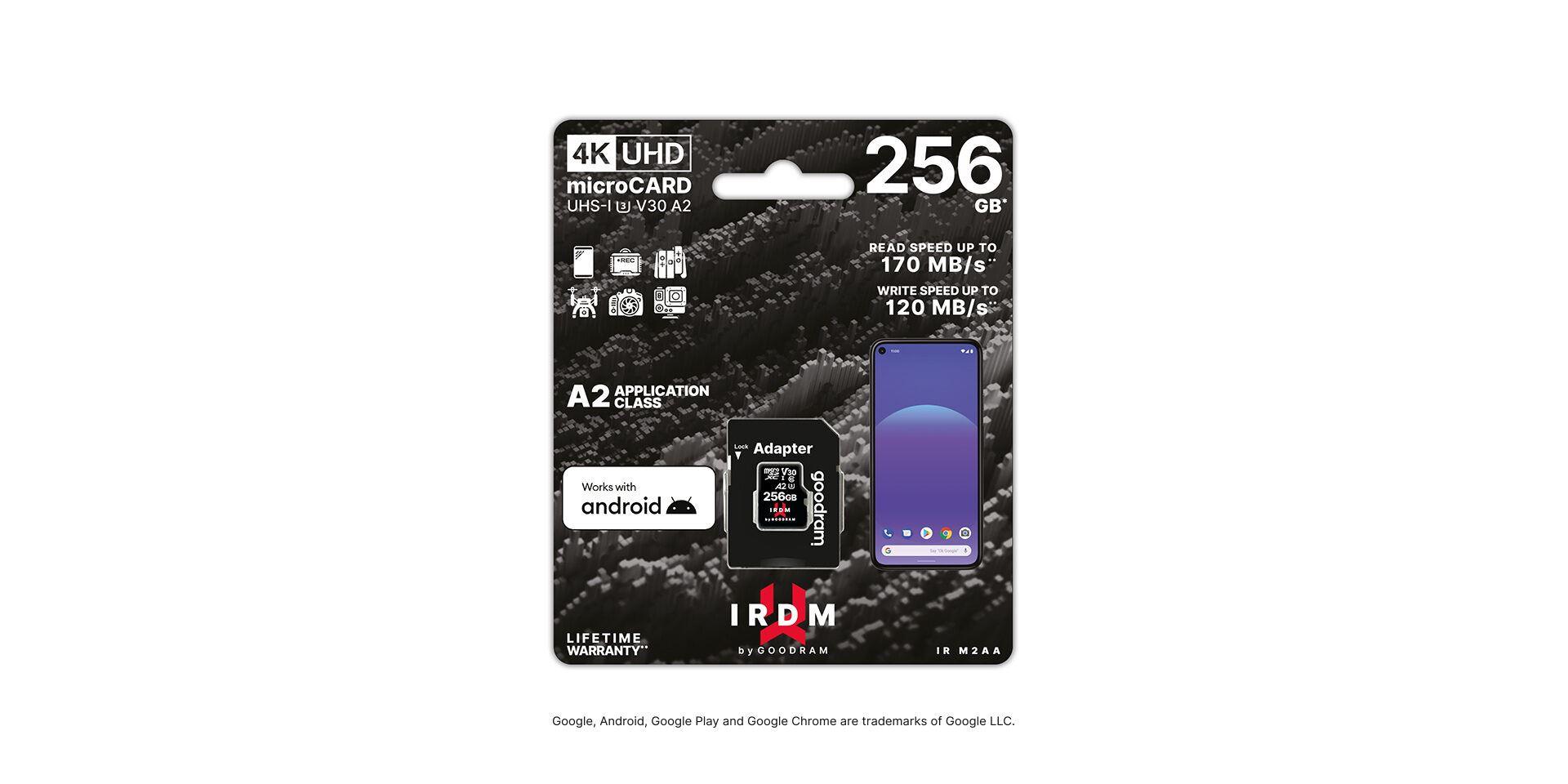 IRDM 256GB MICRO CARD UHS I U3 A2 + adapter IR-M2AA-2560R12