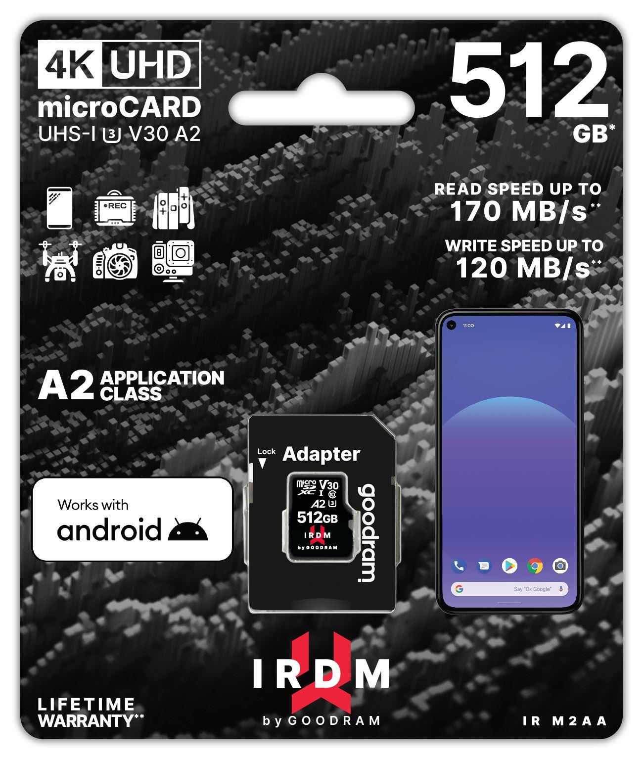 IRDM 512GB MICRO CARD UHS I U3 A2 + adapter IR-M2AA-5120R12