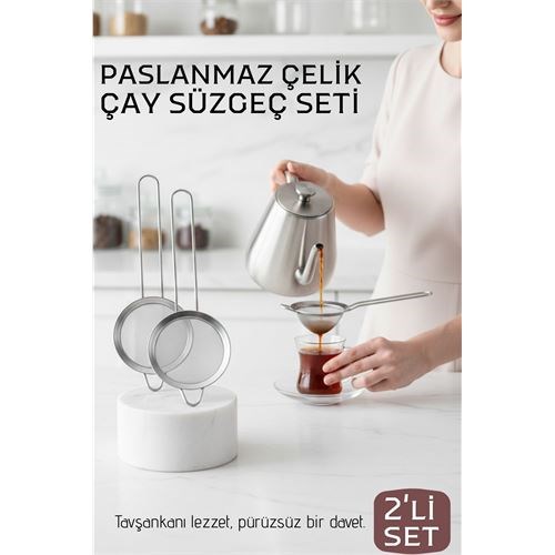 Klasik Çay Süzgeci 304 Paslanmaz Çelik 2 ADET 721306