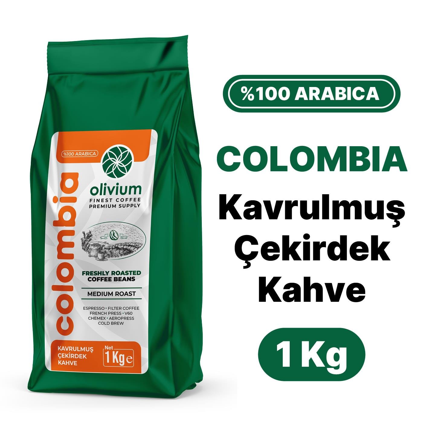 Kolombiya Supremo  Kavrulmuş Kahve 1Kg