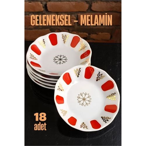 Melamin Çay Tabağı 18 Adet Geleneksel Türk Çay Bardağı Altlığı 721659