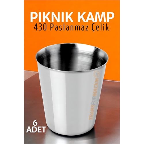 Paslanmaz Çelik Bardak Seti Kamp Piknik Bardağı 6 adet  721504