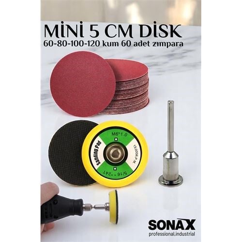 Pimli Mini Cırt Zımpara Taban Seti Gravür Ve Matkap Uyumlu 5 cm 60 Adet Zımparalı Set 721757