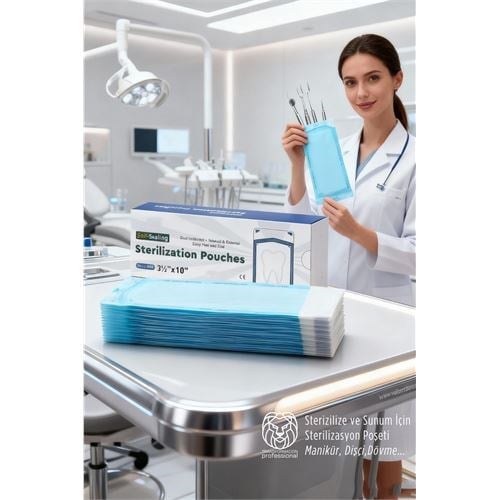 Sterilizasyon Poşeti 200 Adet - Otoklav Kendinden Yapışkanlı Medikal Poşet 9x26 cm