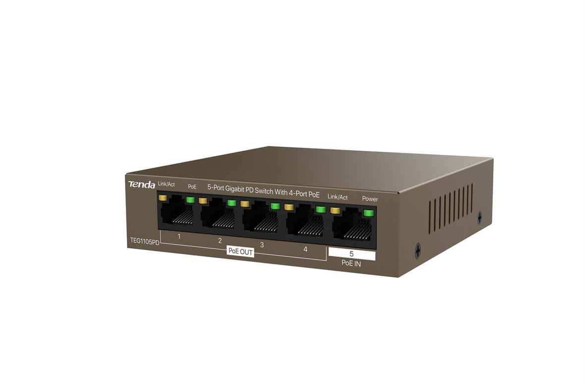 TENDA TEG1105PD 5-Port Gigabit PD Switch With 4-Port PoE TEG1105PD