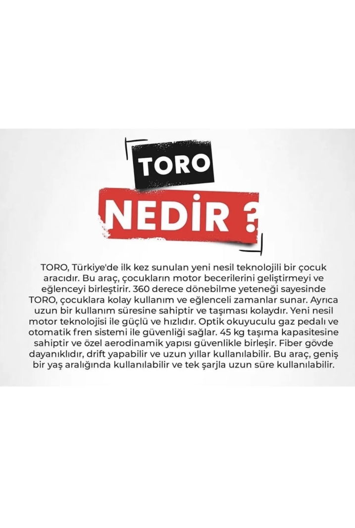 TORO Türkiye De Ilk... Yeni Nesil Teknolojisi Ile Drift Yapabilen 24 Volt Fiber Gövde Akülü Araba