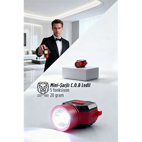 Ultra-Pro 5 Fonksiyonlu 600 Lümen USB-C Şarjlı Mini Led El Feneri & Kamp Lambası 722876