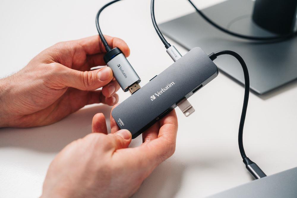 VERBATIM HUB USB-C Pro Multiport 8 Port 2 x HDMI 3xUSB-A 3.2xMicSDxUSB-C 32151