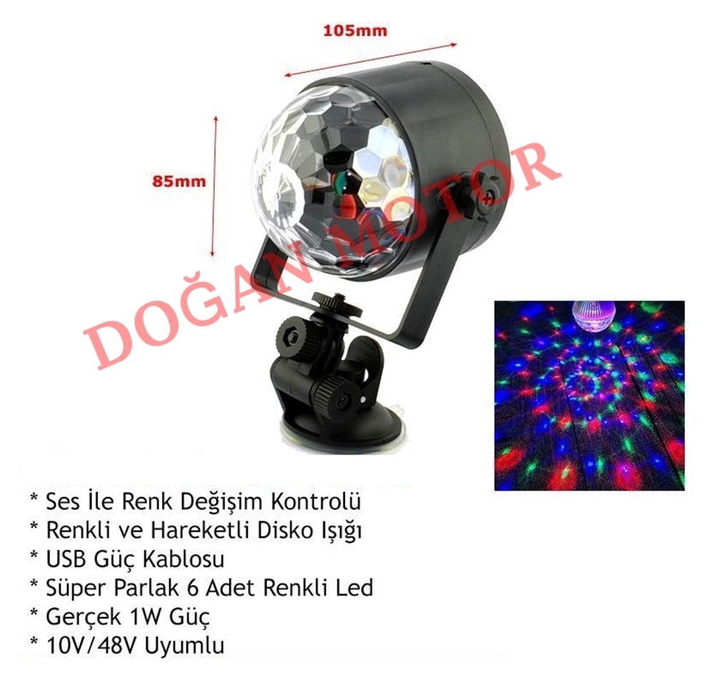 24 LED RENKLİ DİSKO TOPU