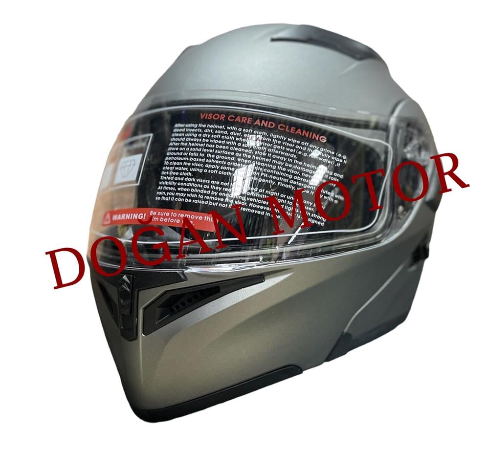 KASK ÇENE AÇILIR KARBON-MAT GRİ