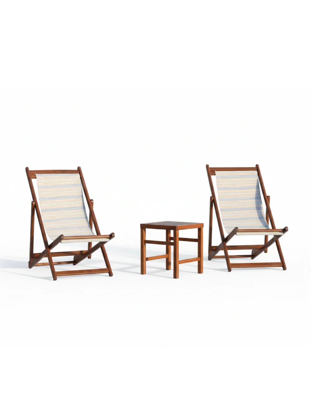 Sunset Şezlong Set | 2'li Gürgen Ahşap Şezlong + Venedik Sehpa