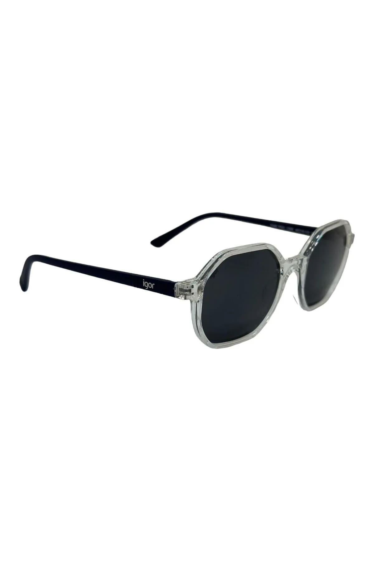 İgor Paul Unisex Çocuk Şeffaf Siyah Uv Korumalı Güneş Gözlük TR318-02S v1