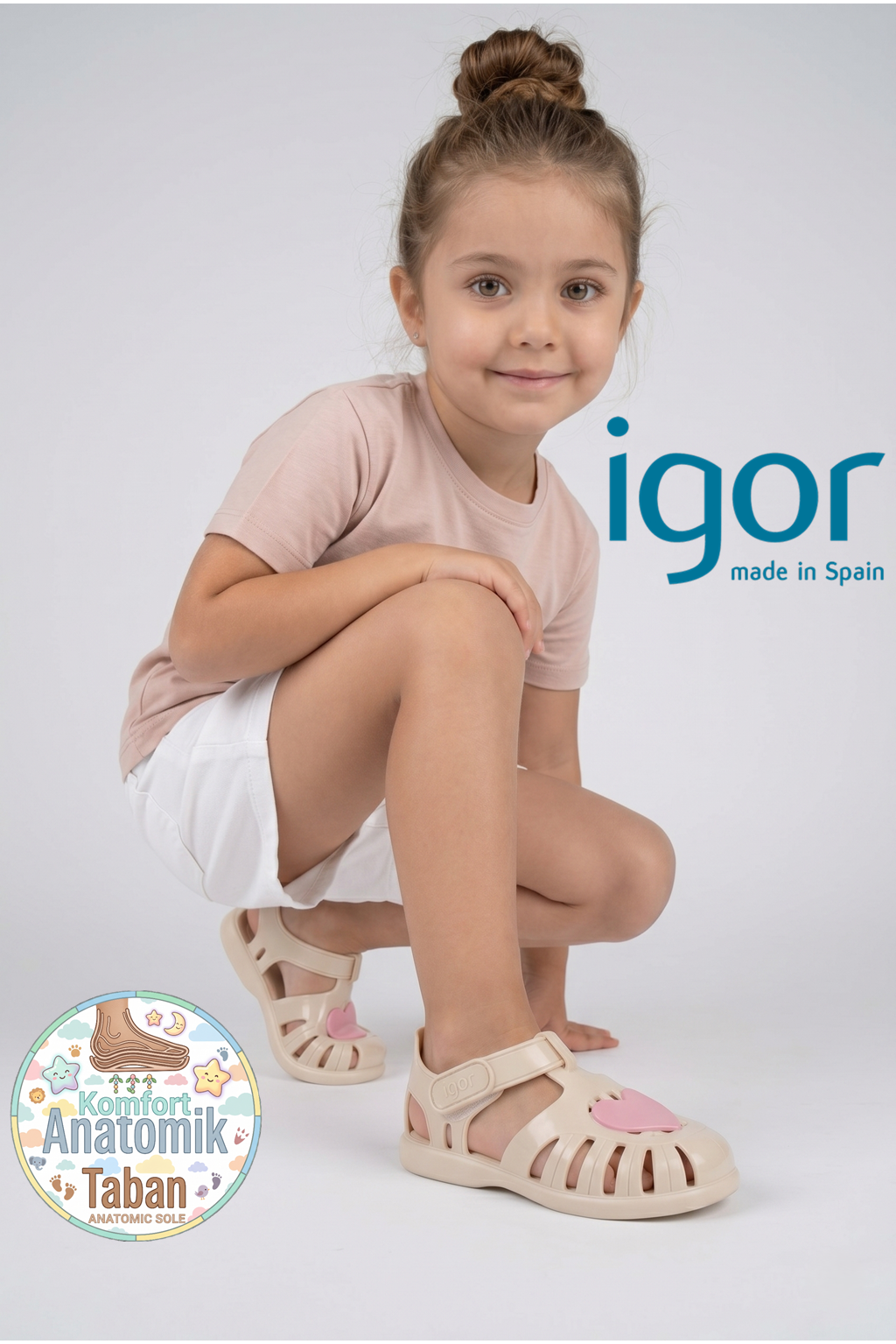 Igor Tobby Gloss Love Bebek Çocuk Sandalet S10310-079 (BB364) Marfil/Fildişi