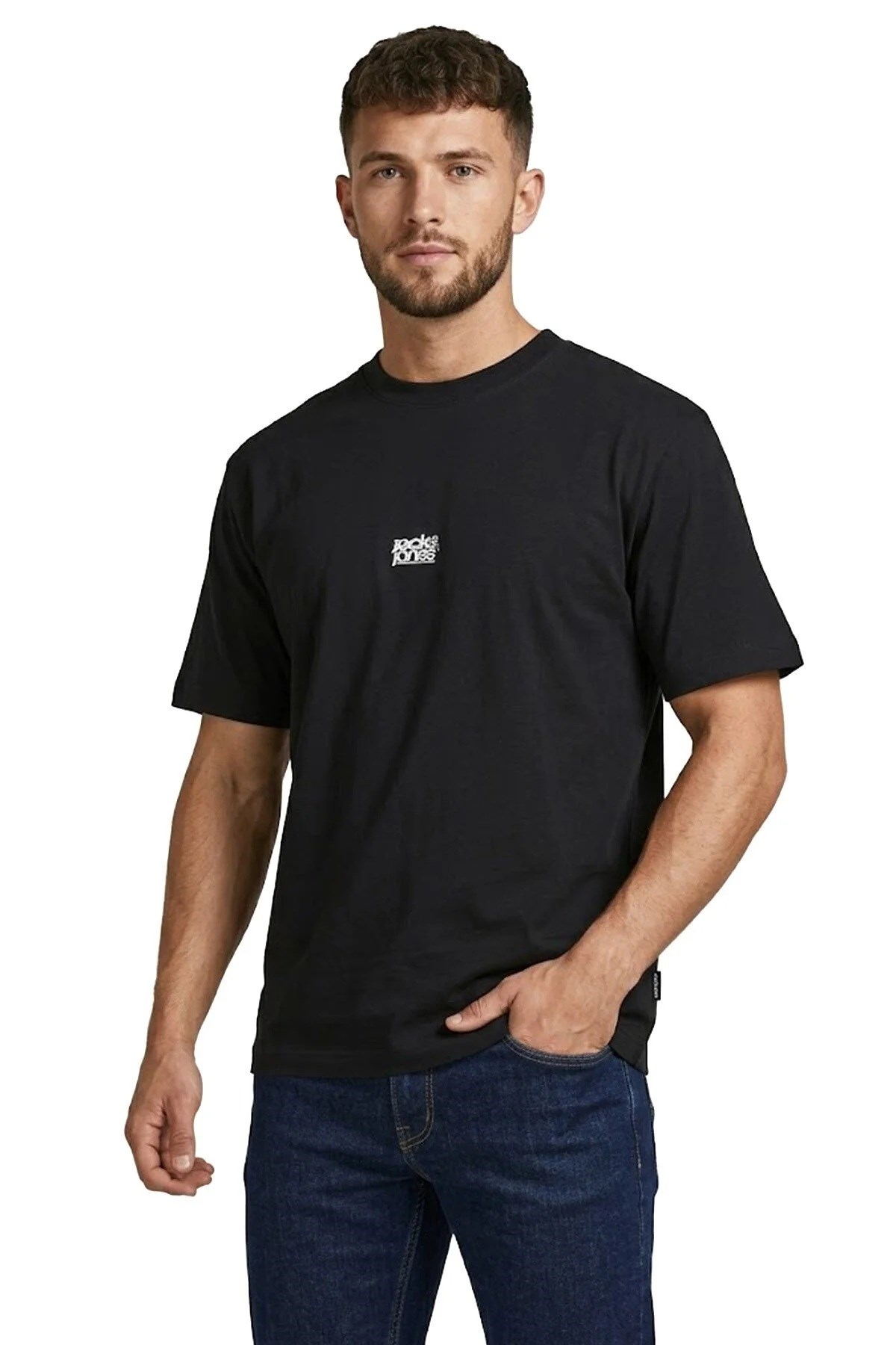 Jack & Jones Jcobreeze Ön Baskılı Bisiklet Yaka Erkek Siyah Tişört 12298989