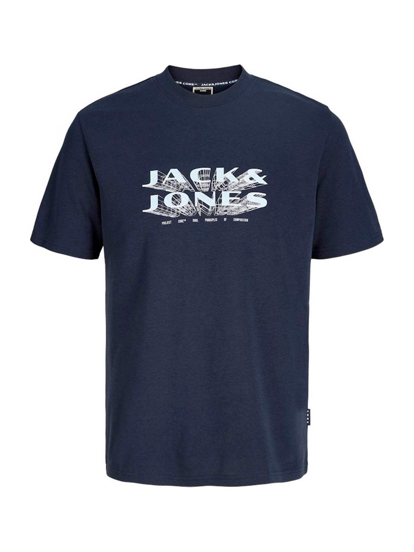 Jack & Jones JCOFUSION JJ Marka Baskılı Bisiklet Yaka Erkek Koyu Lacivert 12289880