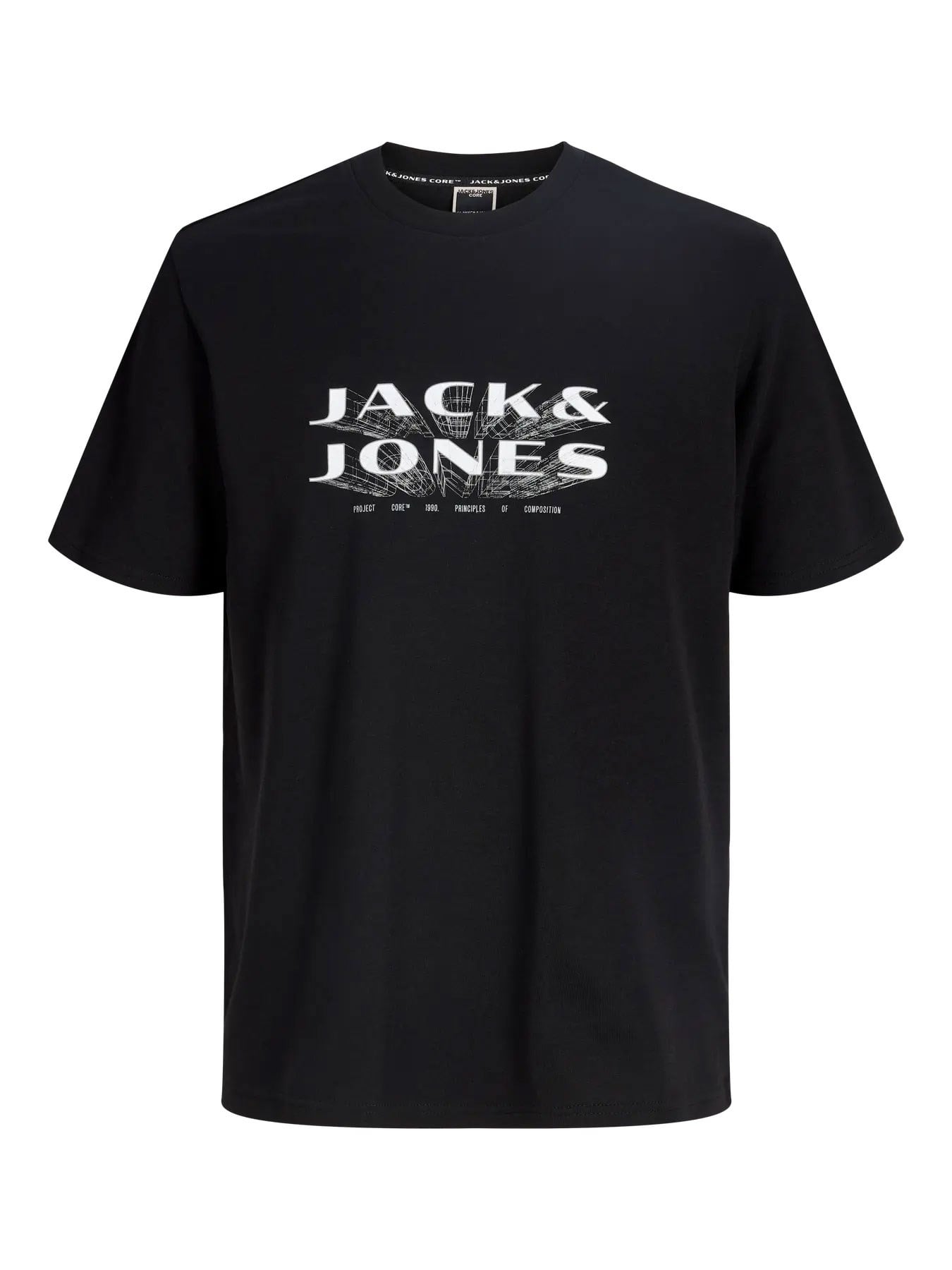 Jack & Jones JCOFUSION JJ Marka Baskılı Bisiklet Yaka Erkek Siyah Tişört 12289880