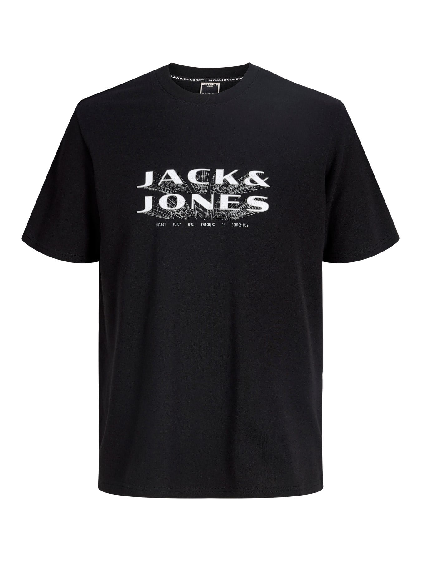 Jack & Jones JCOFUSION JJ Marka Baskılı Bisiklet Yaka Erkek Siyah Tişört 12289880
