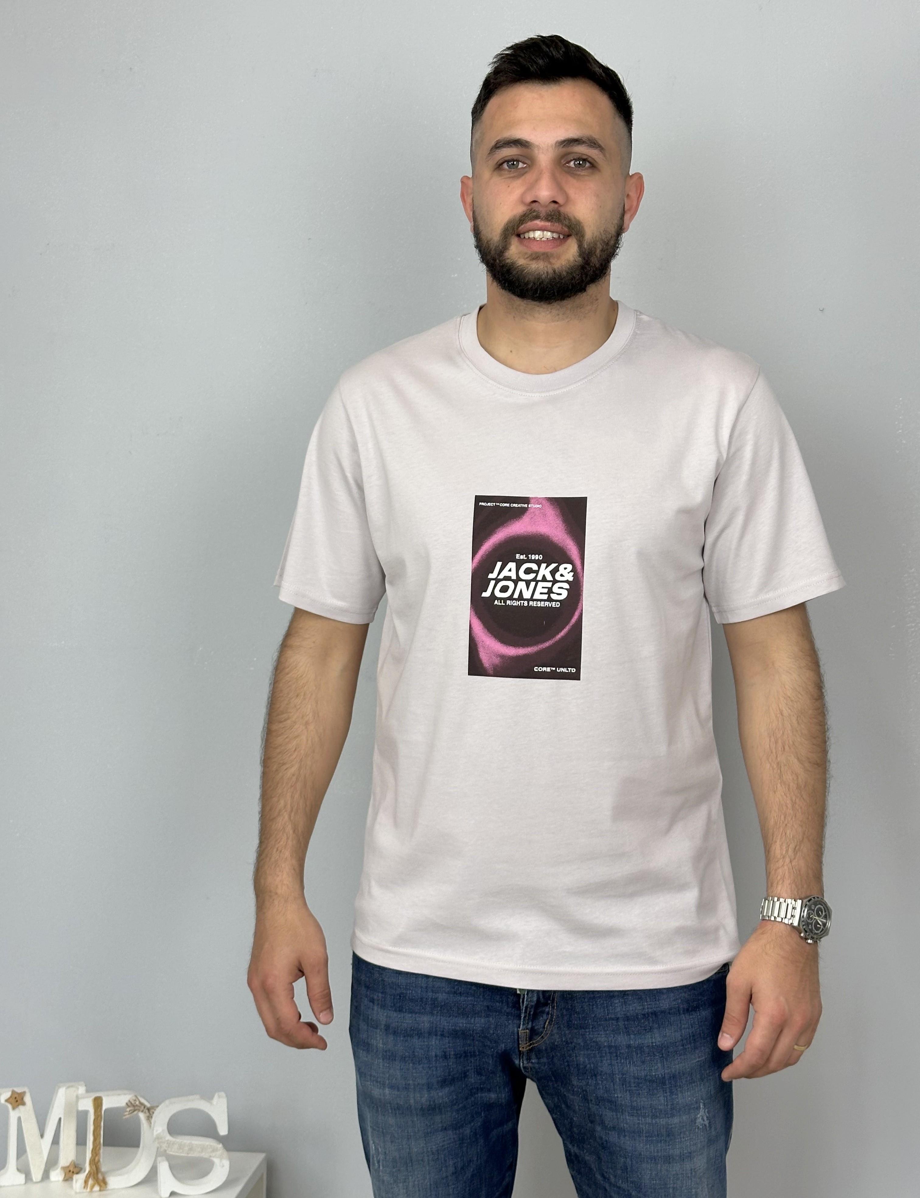 Jack & Jones JCORECHARGE J&J Logolu Erkek Mermer Lila TShirt 12276411 v1