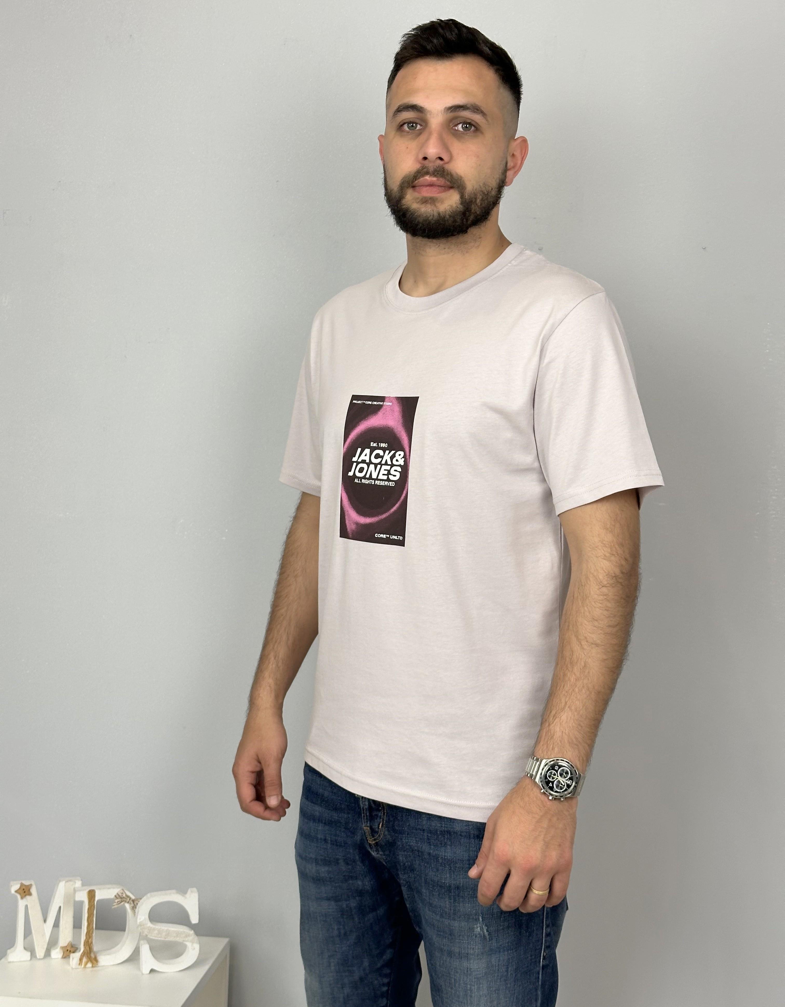 Jack & Jones JCORECHARGE J&J Logolu Erkek Mermer Lila TShirt 12276411 v1