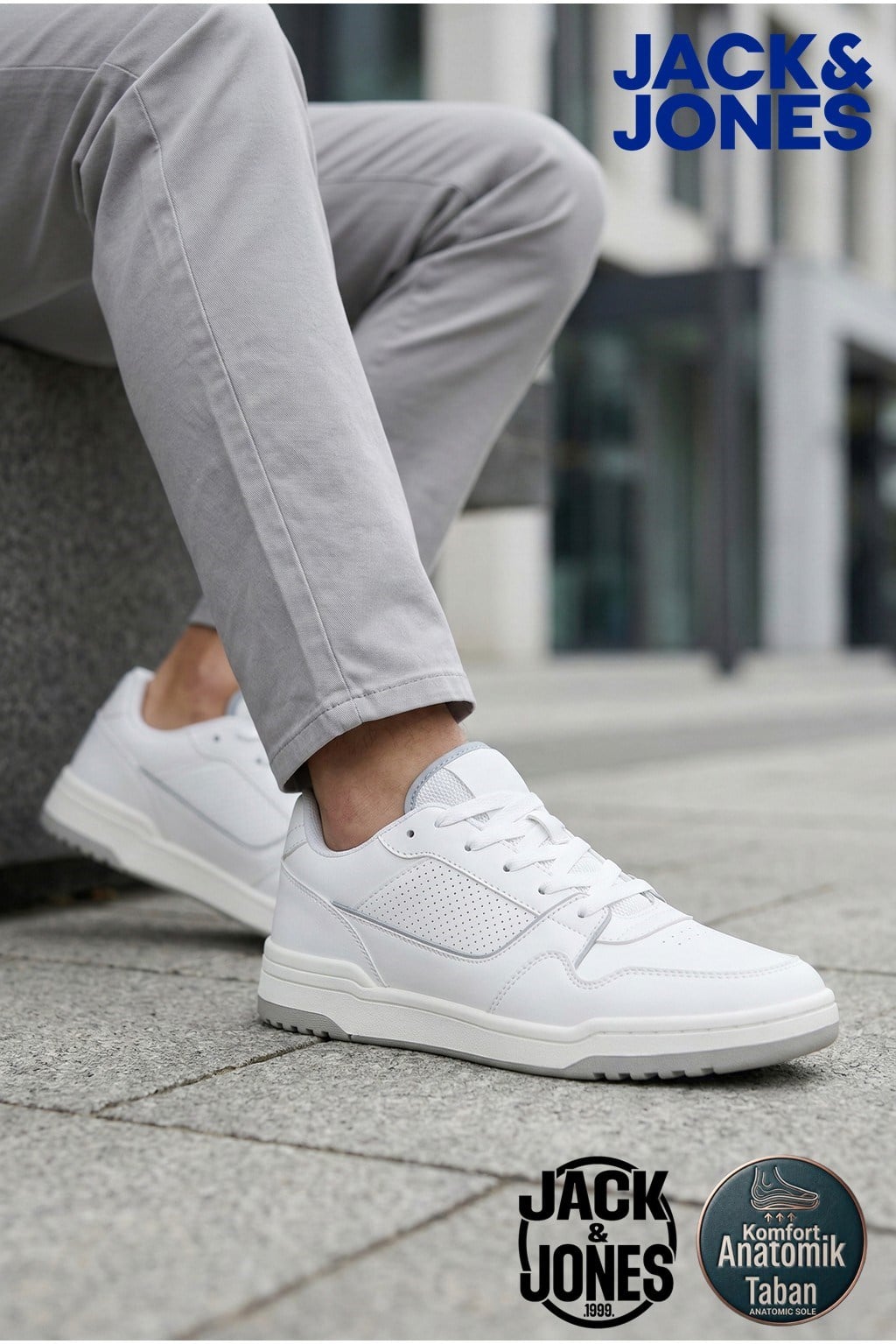Jack & Jones JFWLONDON PU Erkek Beyaz Sneaker Spor Ayakkabı 12254003