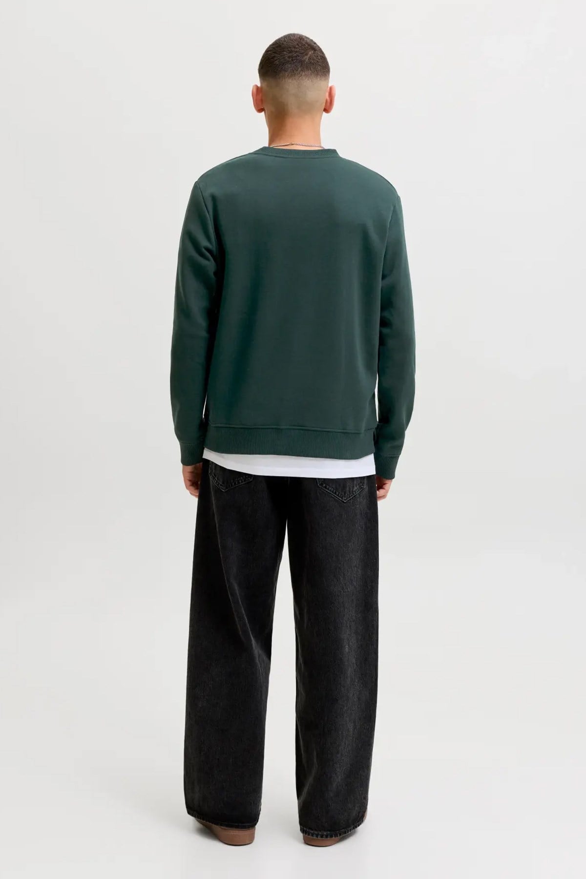 Jack & Jones JJAERO SWEAT CREW NECK Koyu Yeşil Erkek Sweat 12298492-Scarab