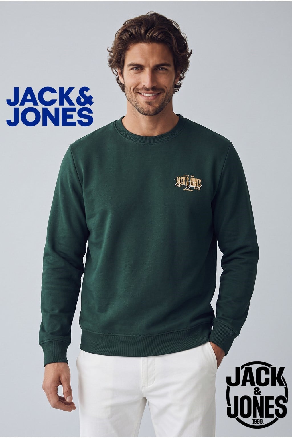 Jack & Jones JJAERO SWEAT CREW NECK Koyu Yeşil Erkek Sweat 12298492-Scarab