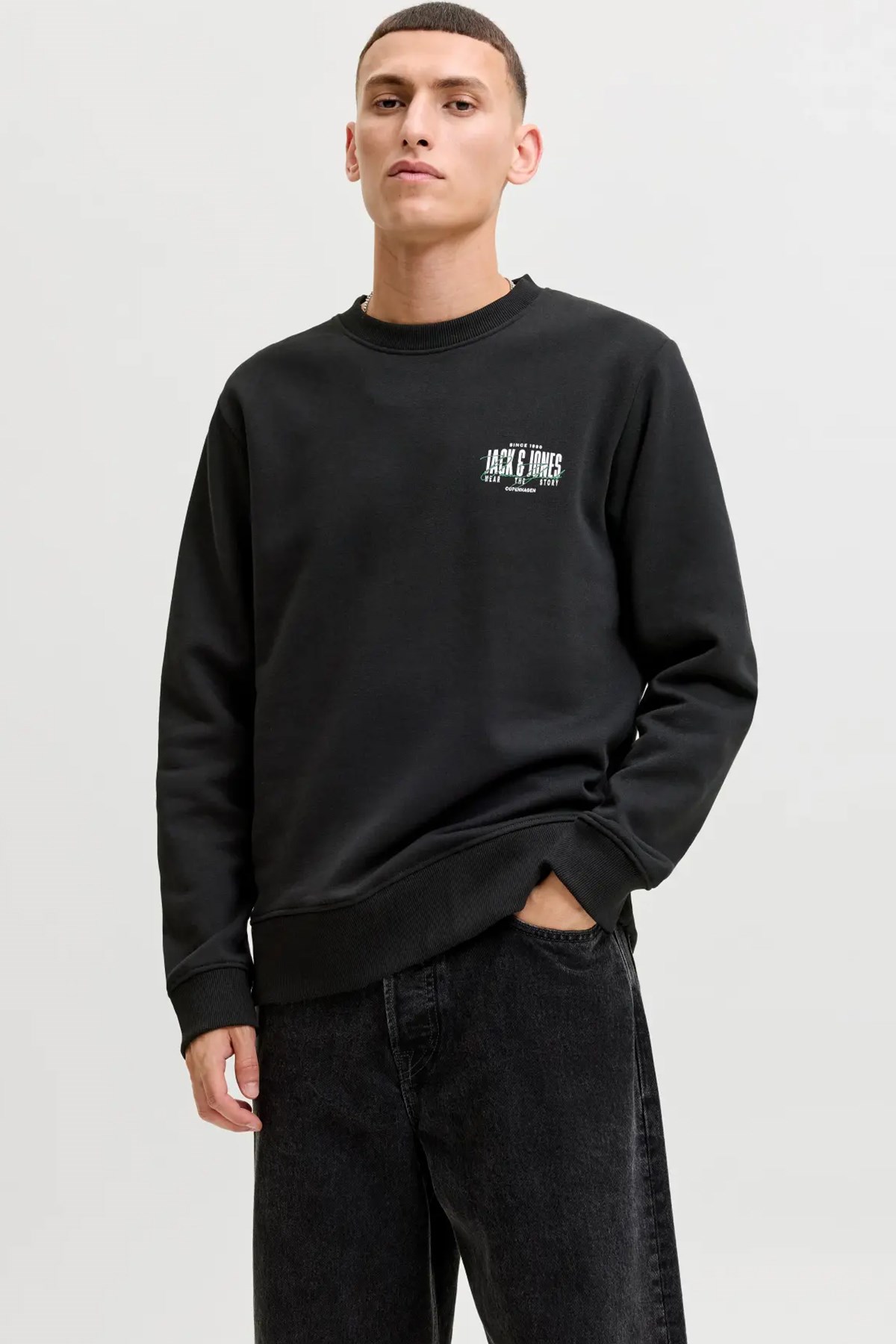Jack & Jones JJAERO SWEAT CREW NECK Siyah Erkek Sweat 12298492-Siyah