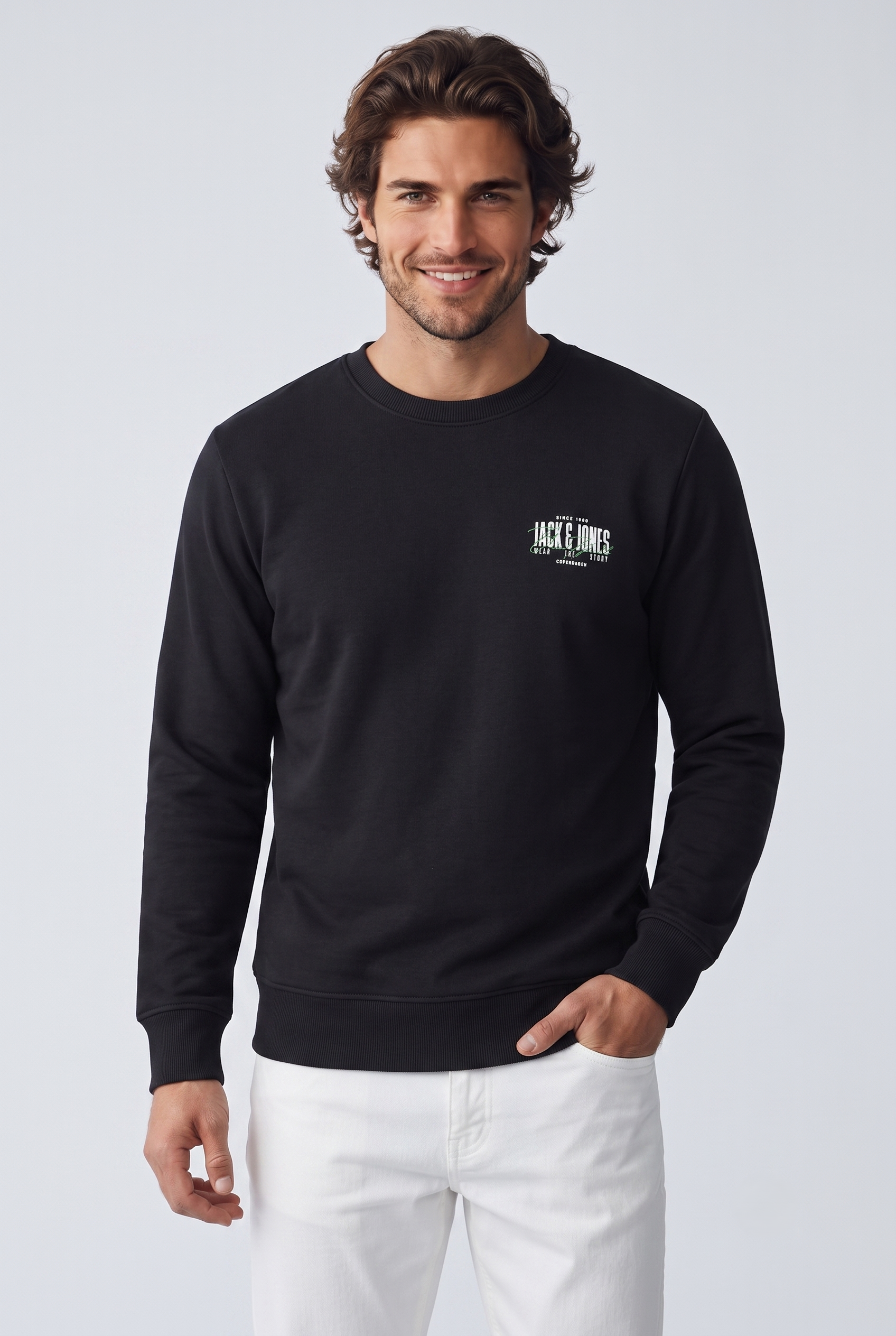 Jack & Jones JJAERO SWEAT CREW NECK Siyah Erkek Sweat 12298492