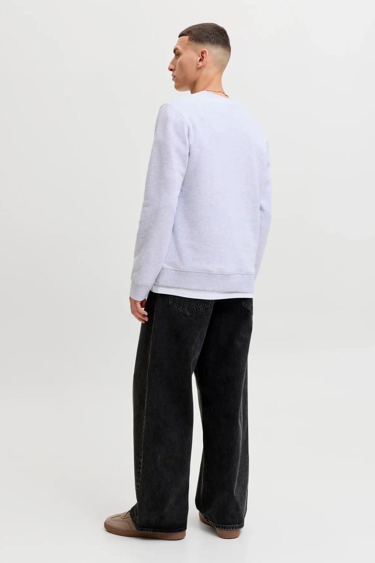 Jack & Jones JJAERO SWEAT CREW NECK White Melange Erkek Sweat 12298492