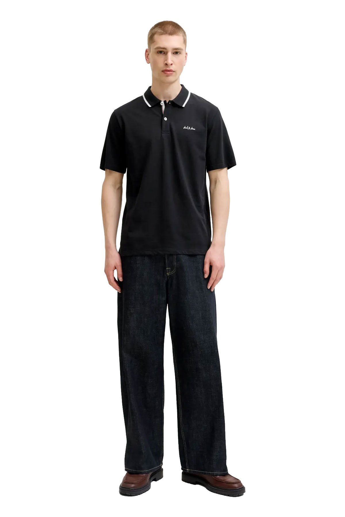 Jack & Jones Jjblaze Polo Yakalı Siyah Tshirt 12288376