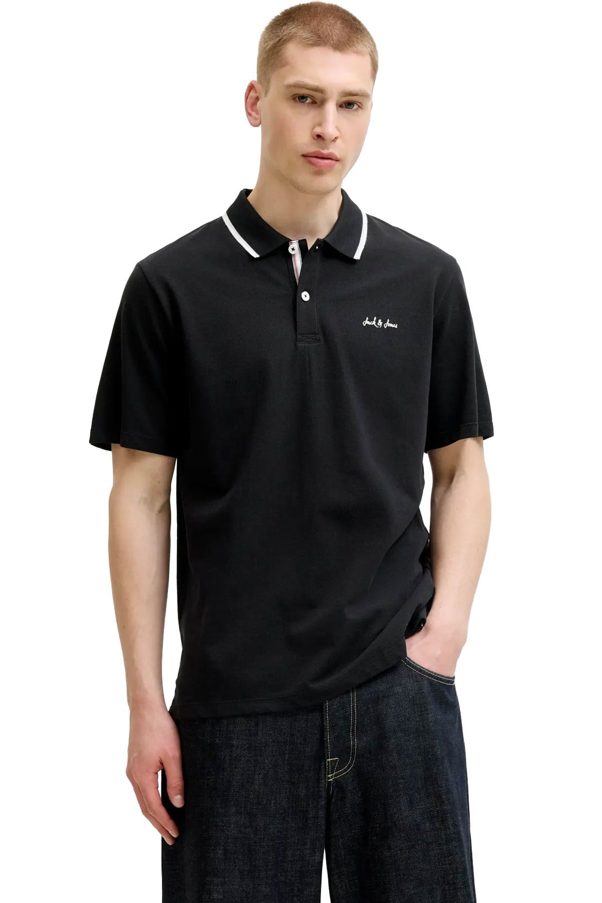 Jack & Jones Jjblaze Polo Yakalı Siyah Tshirt 12288376