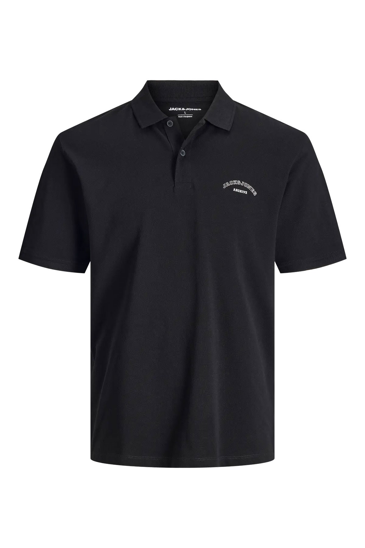 Jack & Jones JJCOLLEGE Polo Yakalı Logolu Erkek Siyah Tişört 12288360
