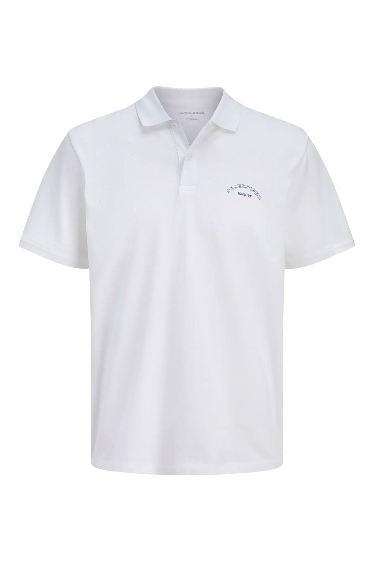 Jack & Jones JJCOLLEGE Polo Yakalı Logolu Beyaz Siyah Tişört 12288360
