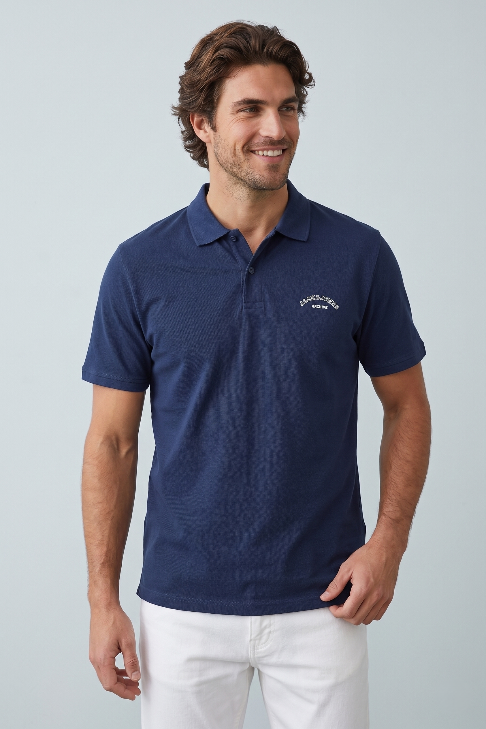 Jack & Jones JJCOLLEGE Polo Yakalı Logolu Lacivert Tshirt 12288360