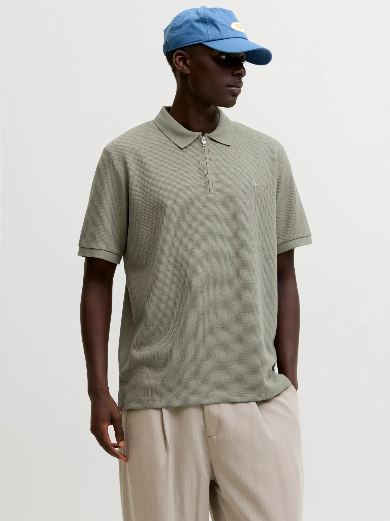 Jack & Jones Jjeaustin Fermuarlı Polo Yakalı Yeşil Tshirt 12279177