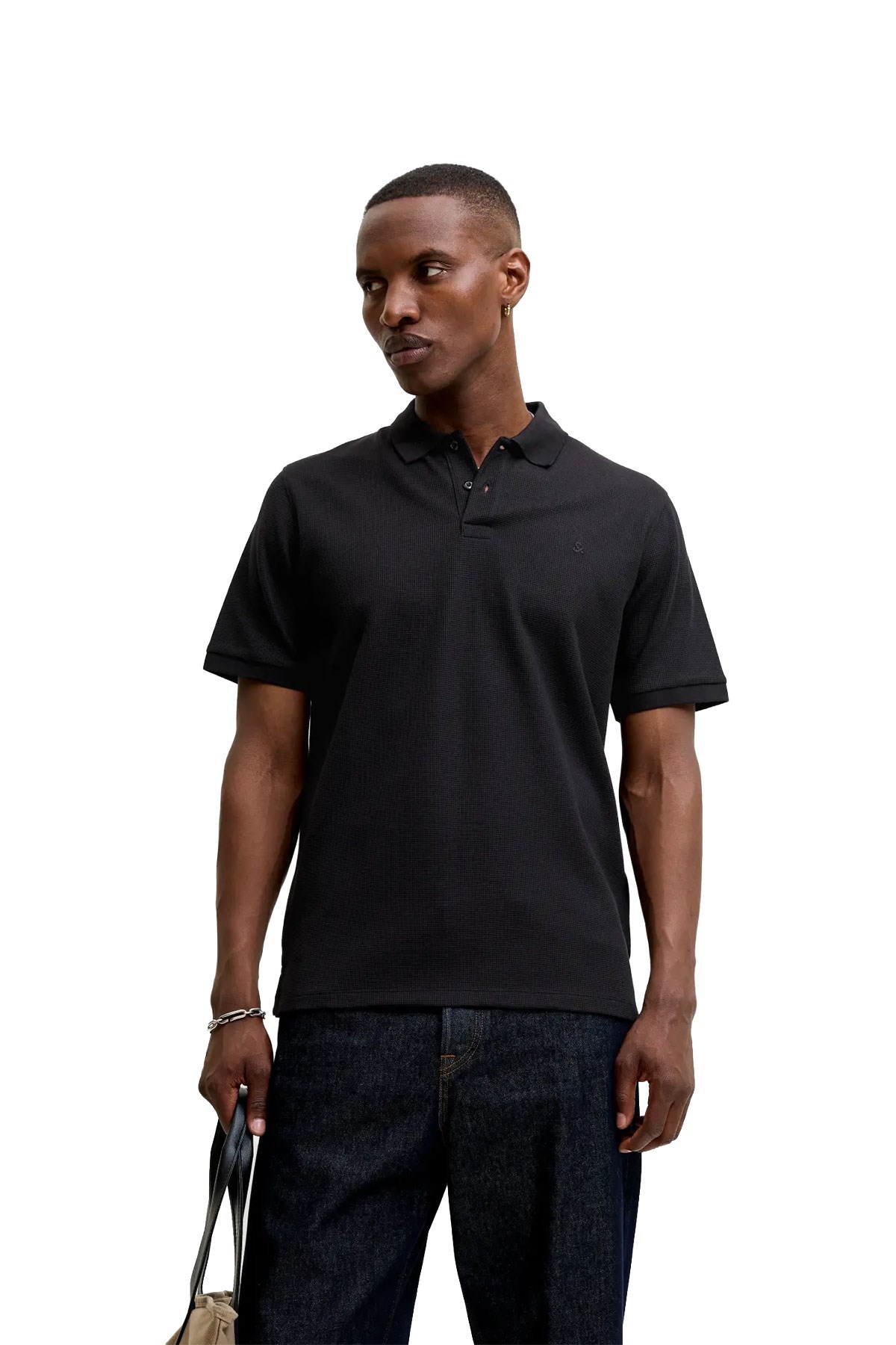 Jack & Jones Jjeaustin Polo Yakalı Siyah Tshirt 12268130