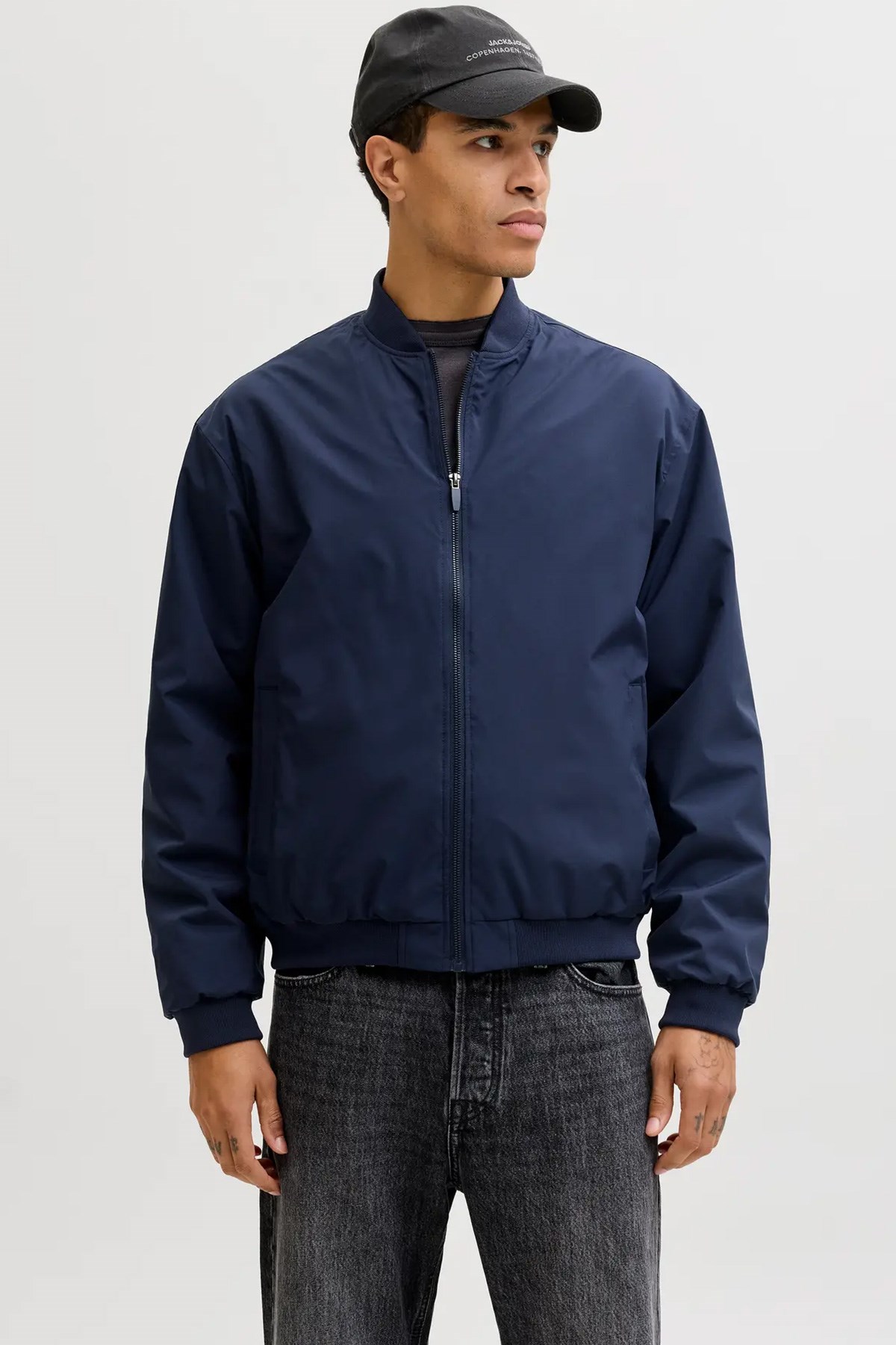 Jack & Jones JJECHARGE BOMBER JACKET NOOS Erkek PU Deri Mont Navy Blazer 12268608
