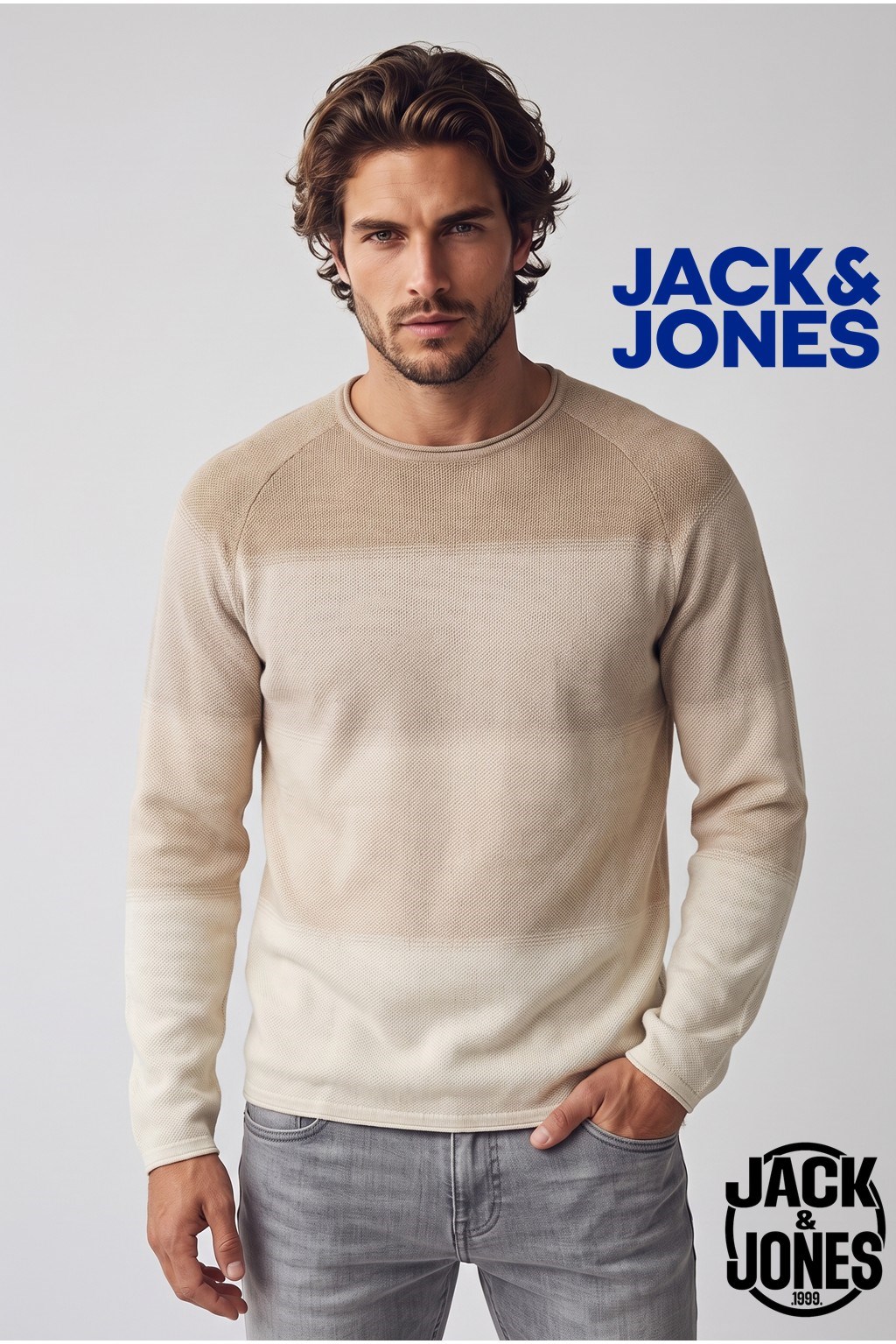 Jack & Jones JJEHILL KNIT Bej Erkek Sweat Kazak 12157321