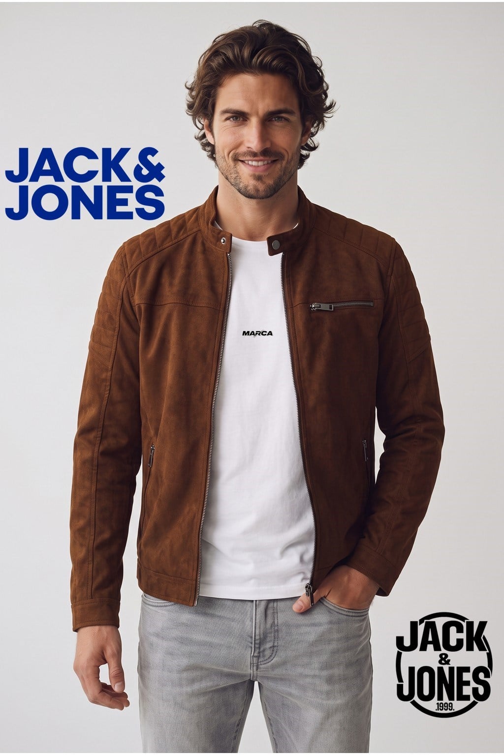 Jack & Jones JJEROCKY Erkek PU Deri Mont Cognac Taba Kahve Süet 12147218