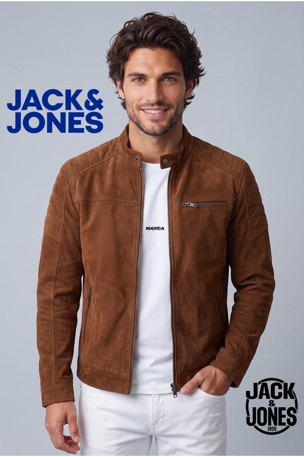 Jack & Jones JJEROCKY Erkek PU Deri Mont Cognac Taba Kahve Süet 12147218