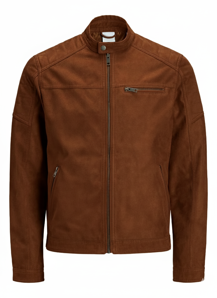 Jack & Jones JJEROCKY Erkek PU Deri Mont Cognac Taba Kahve Süet 12147218