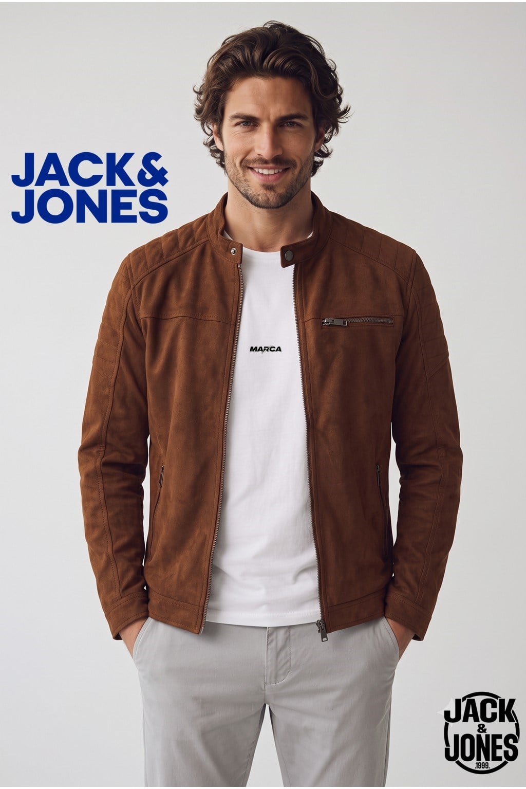 Jack & Jones JJEROCKY Erkek PU Deri Mont Cognac Taba Kahve Süet 12147218