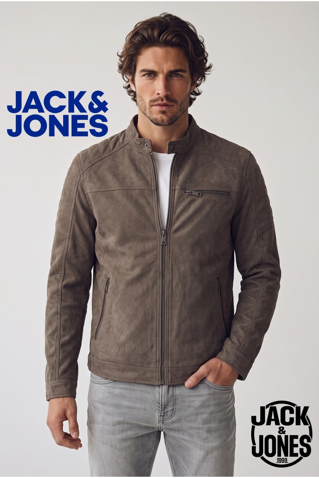 Jack & Jones JJEROCKY Erkek PU Deri Mont Falcon Bej Süet 12147218