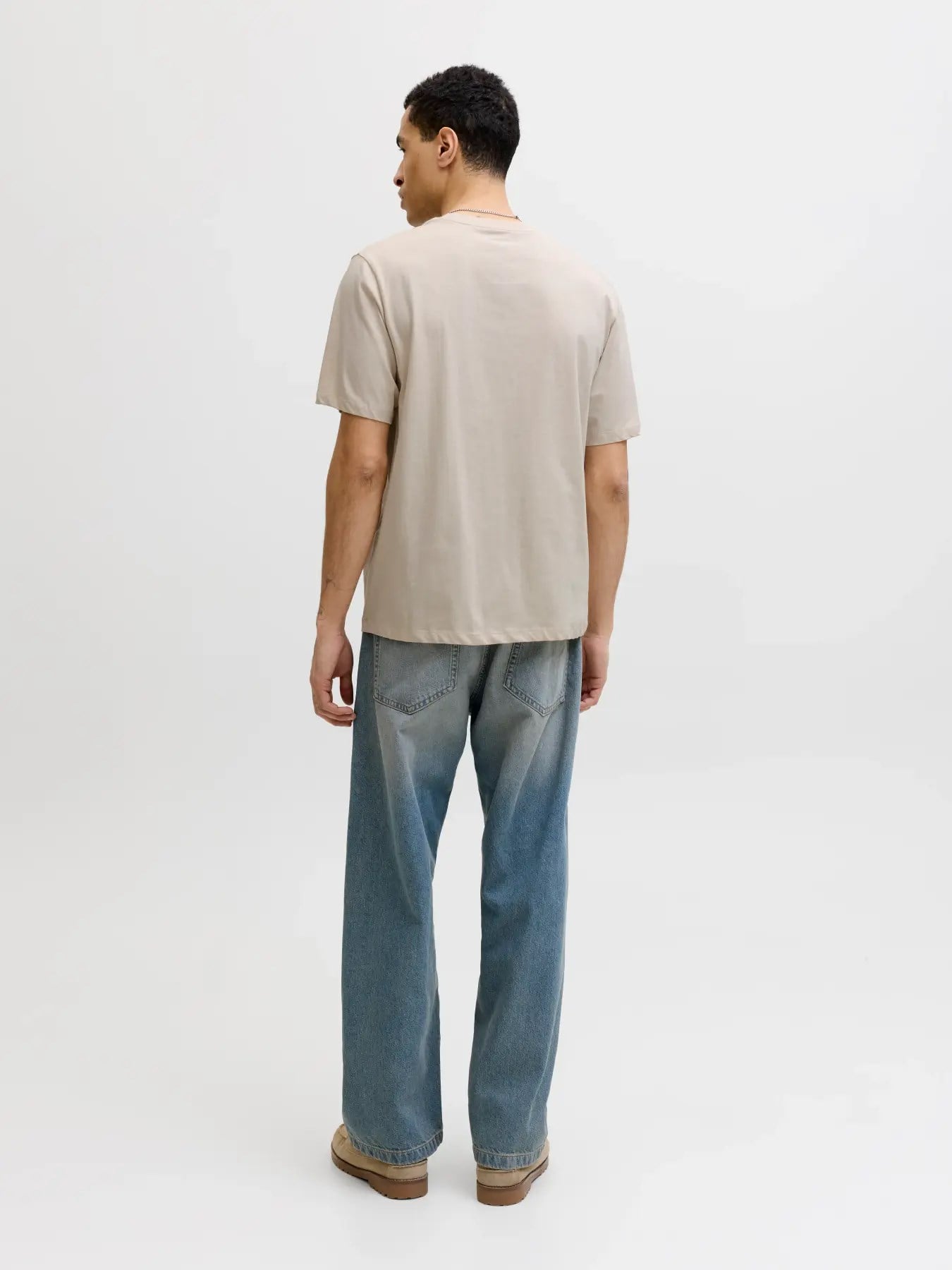 Jack & Jones JJHONOLULU SHAPE TEE SS CREW NECK LN Logolu Erkek Moonbeam Tişört 12288088