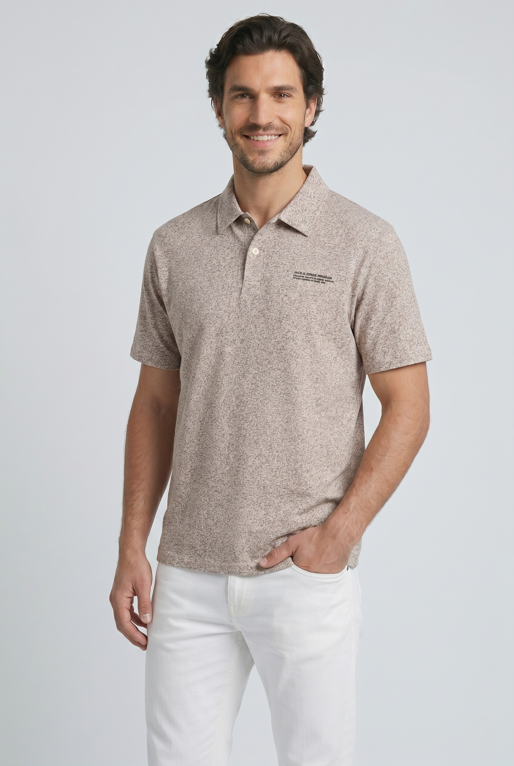 Jack & Jones JPRLEWIS Logolu Gül Kurusu Erkek Polo Yaka Tişört 12286349