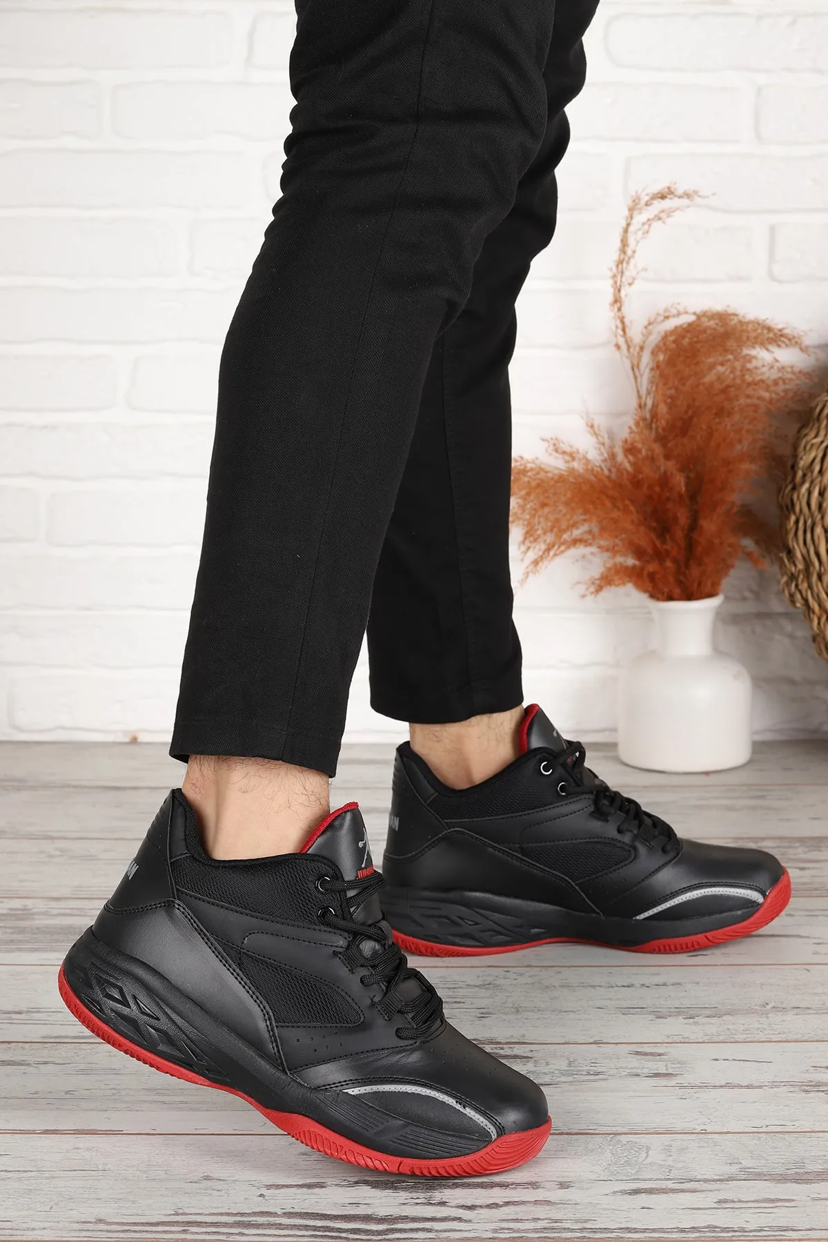 Jump 27722 Siyah Kırmızı Erkek Basket Sneaker Spor Ayakkabı v2