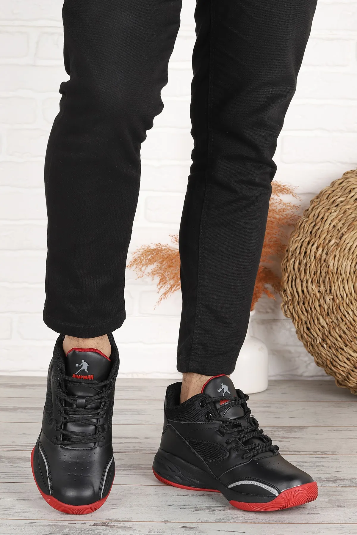Jump 27722 Siyah Kırmızı Erkek Basket Sneaker Spor Ayakkabı v2