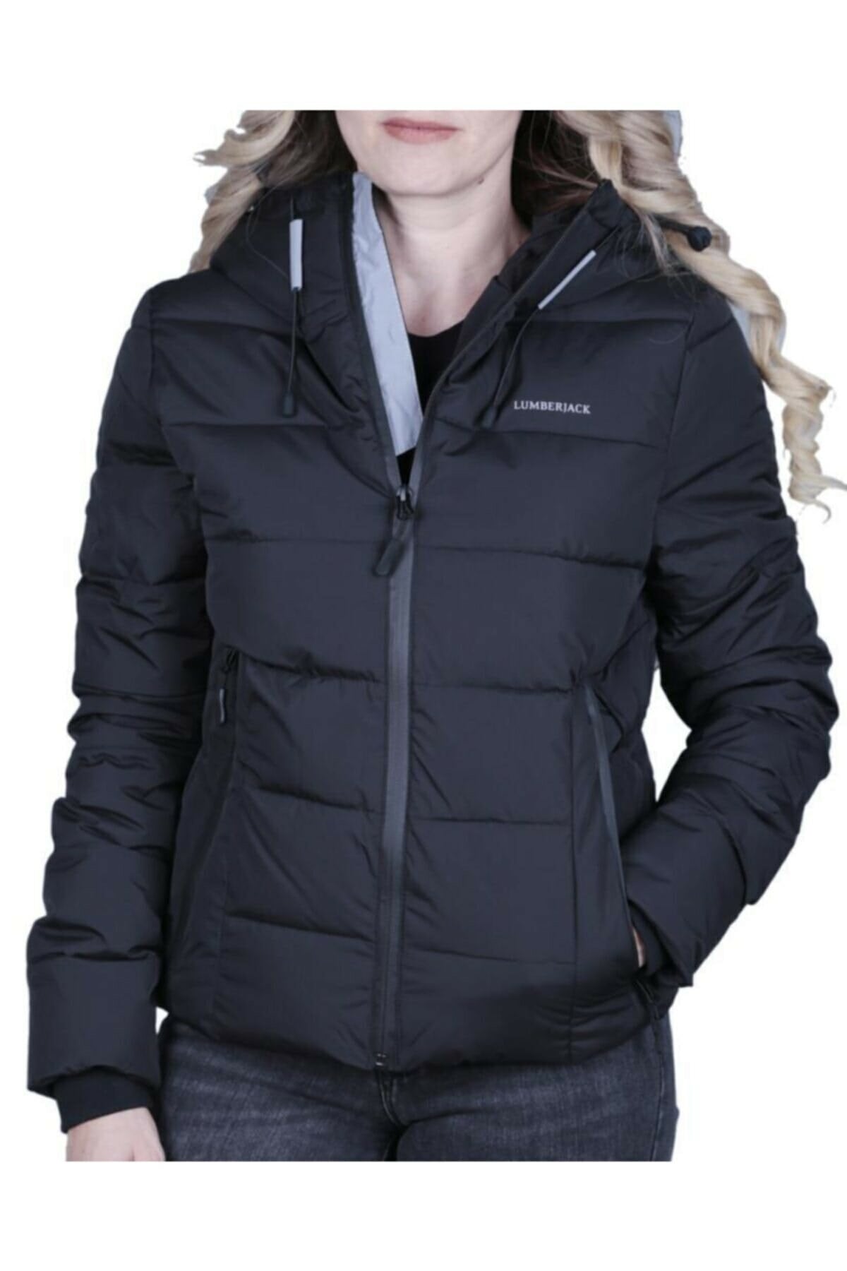 Lumberjack Apreski Coat Kadın Kısa Mont Kaban Siyah v1